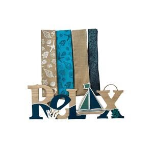 Relax Boat Lake Sign & Ribbon Bundle, DIY Beach Wreath Supply Kit, Ocean Decor